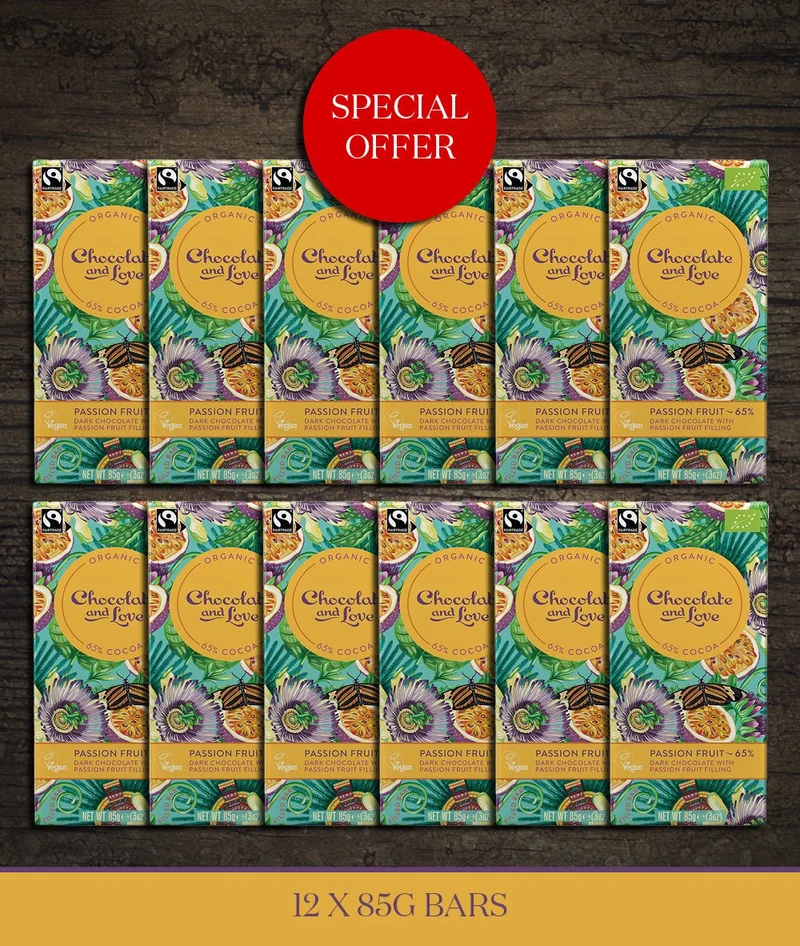 PAST BEST BEFORE DATE SALE - PASSION FRUIT 65% - DARK CHOCOLATE WITH PASSION FRUIT FILLING BEST BEFORE DATE 17.05.26