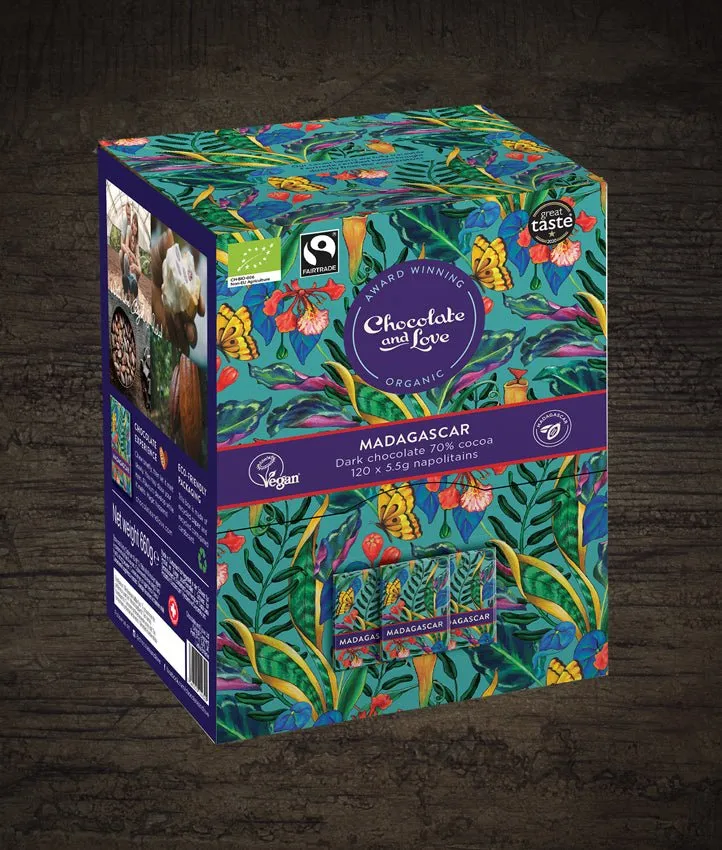 MADAGASCAR DISPENSER BOX - VEGAN PURE DARK CHOCOLATE - 120 x 5.5g NAPOLITAINS