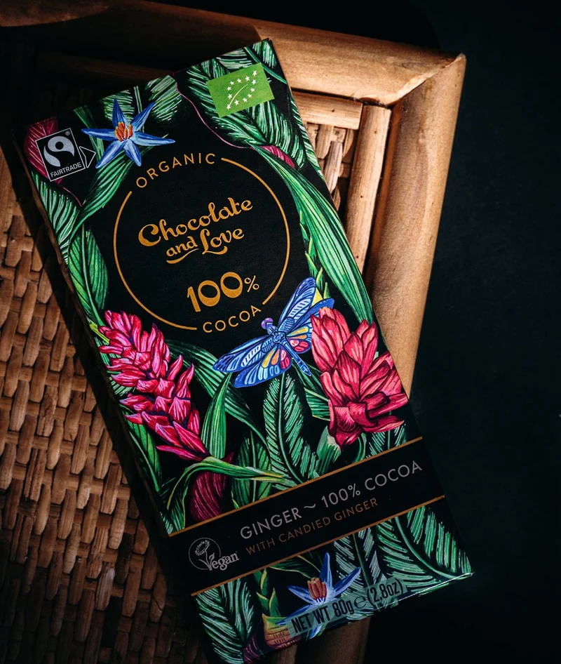 GINGER 100% COCOA - EXTRA DARK CHOCOLATE WITH CANDIED GINGER