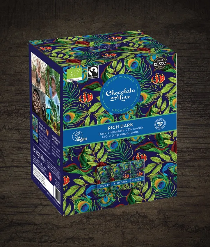 RICH DARK DISPENSER BOX - VEGAN PURE DARK CHOCOLATE - 120 x 5.5g NAPOLITAINS