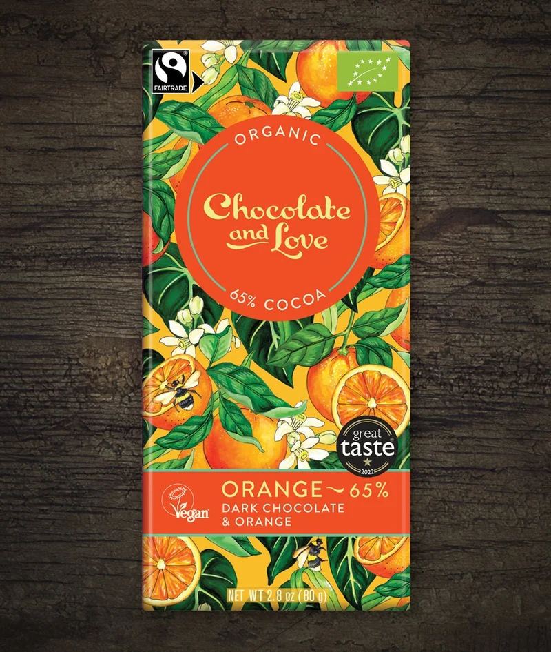 ORANGE 65% - DARK CHOCOLATE BAR WITH ORANGE EXTRACT
