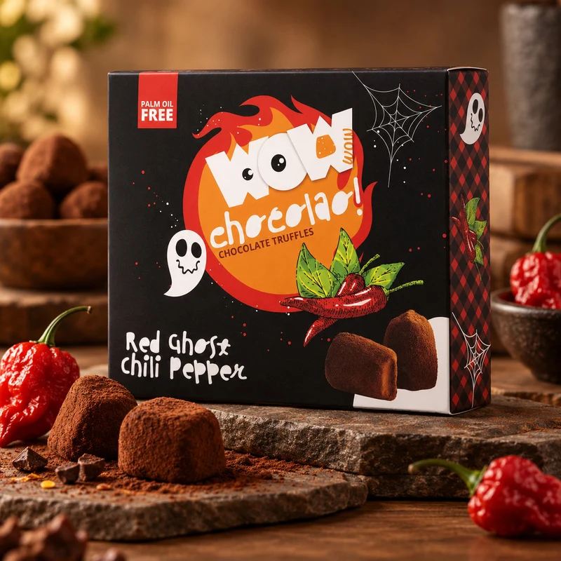 Red Ghost Chili Chocoladetruffels Halloween XL Box 250g