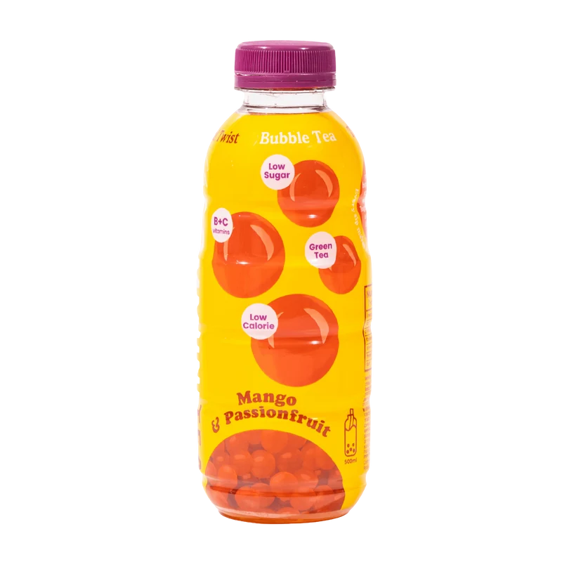 Mango & Passionfruit Bubble Tea with Popping Boba