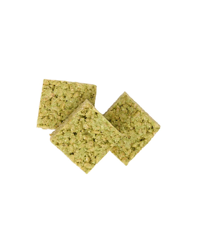 Matcha + Toasted Coconut Crispy Marshmallow Squares