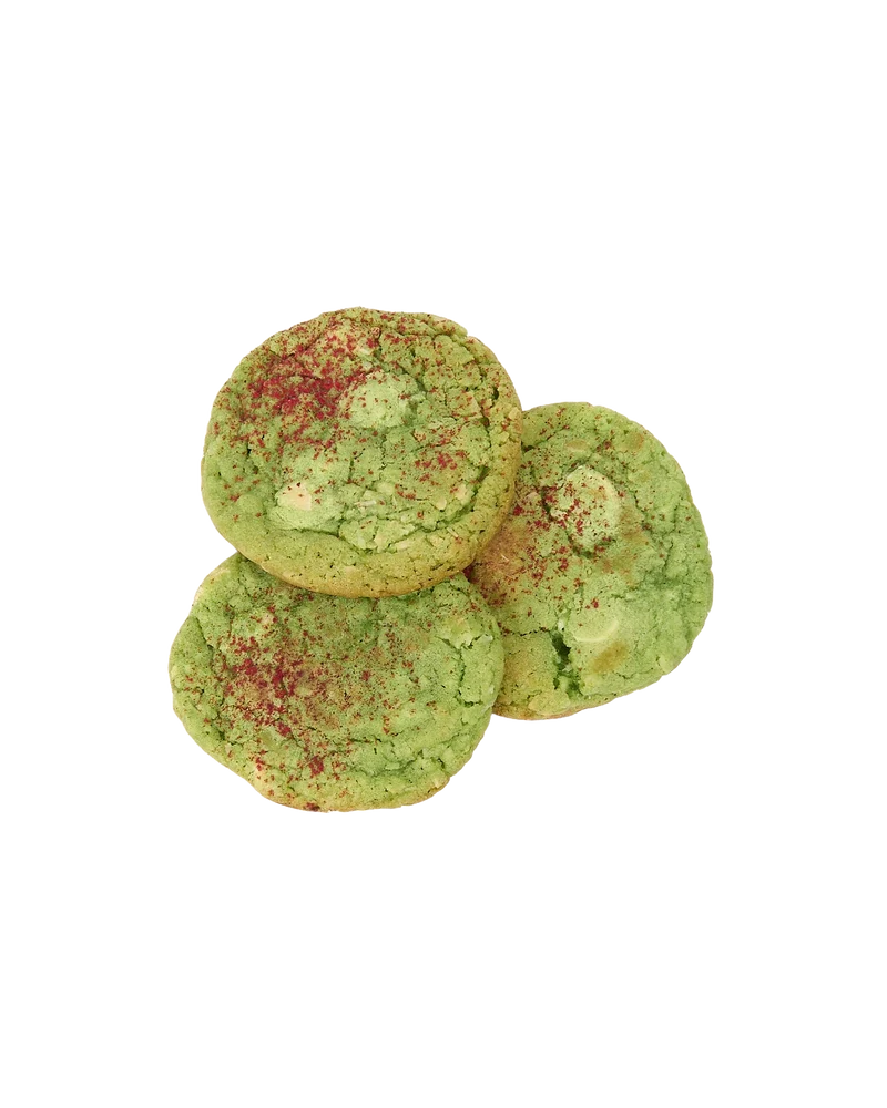 Pandan, Raspberry & White Chocolate Chip Cookies