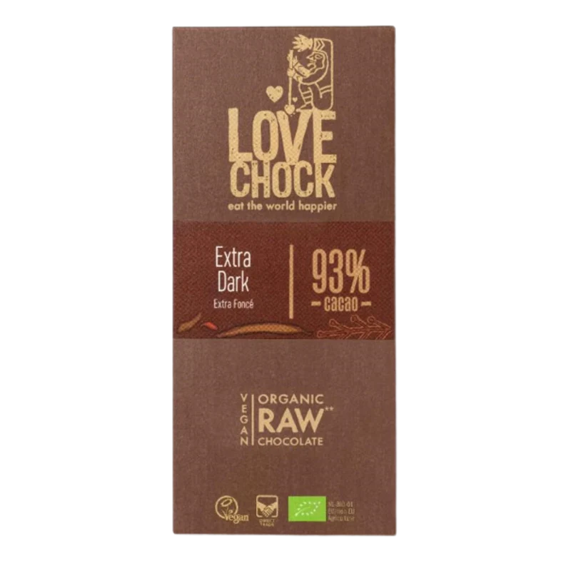 Chocolade Puur (93%): Rauwe Biologische Chocoladereep met 93% Cacao en Kokosbloesemnectar