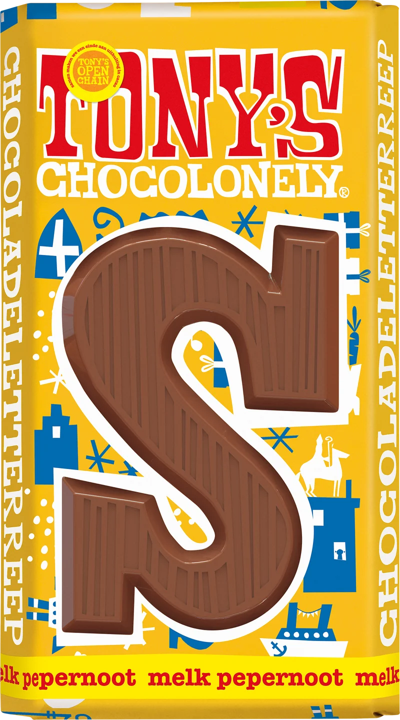 chocoladeletter reep S melk pepernoot