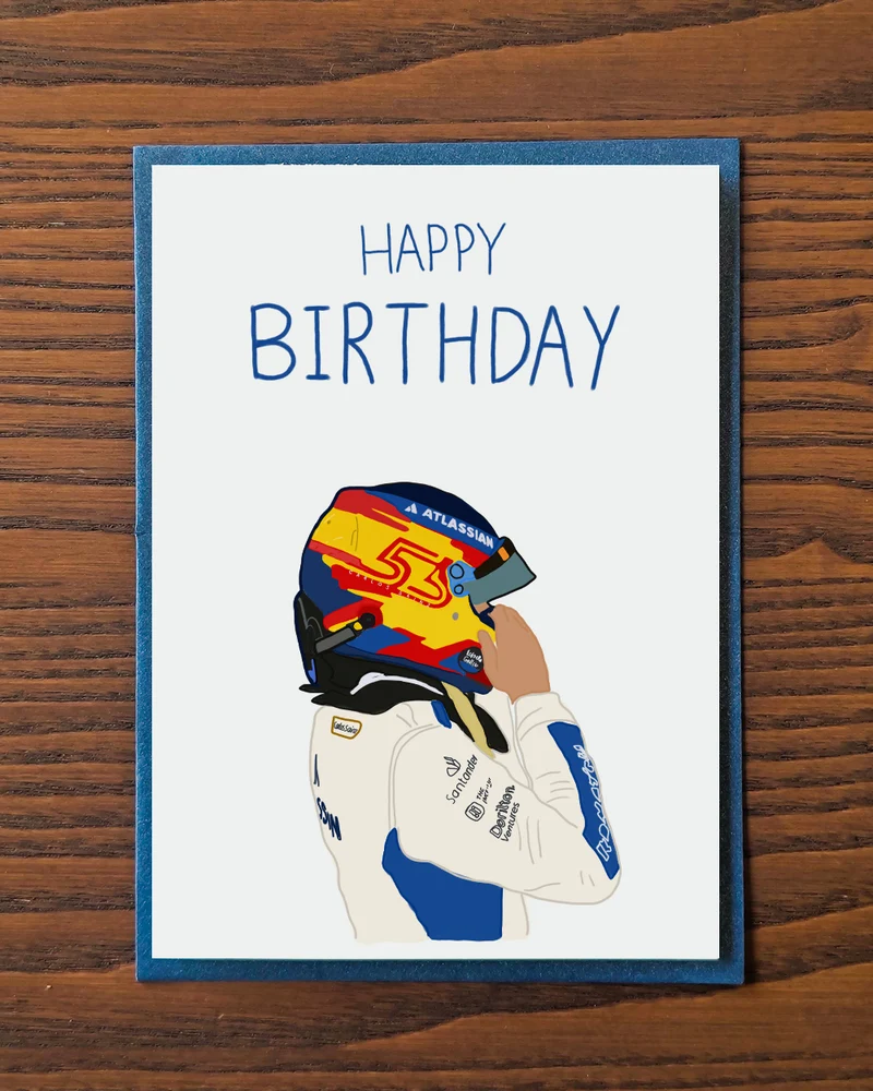 Verjaardagskaart Carlos Sainz 🏎️