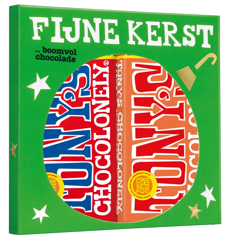 Kerst Chocolade Cadeauset - 2 repen: melk & melk karamel zeezout