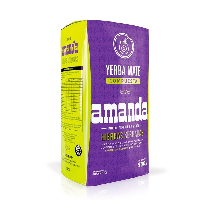 Yerba Mate AMANDA 0.5kg hierbas serranas mit Kräuterzusatz