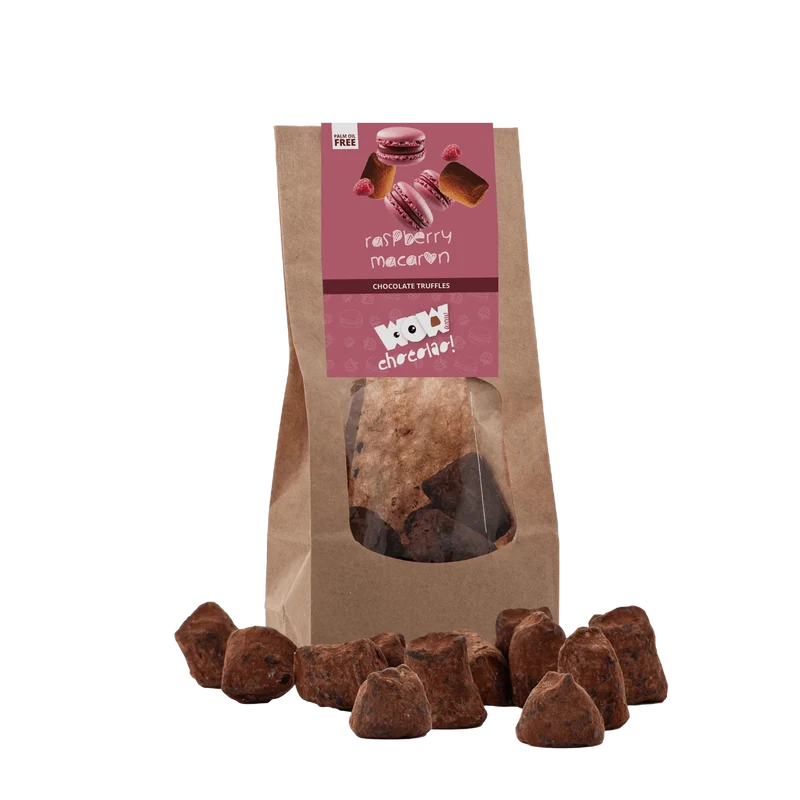 Raspberry Macaron Chocolate Truffles - Biodegradable bag 130g