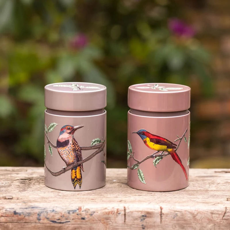 Theeblikken Birds - set van twee