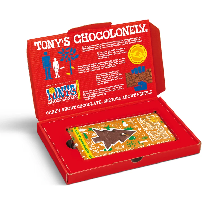 kerst chocolade cadeauverpakking – melk gemberkoekjes reep