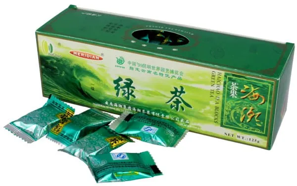 Thé vert pressé Meridian en cubes 125G