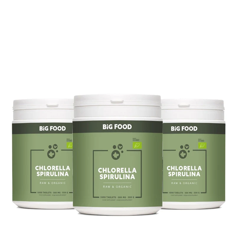 Chlorella-Spirulina Tabletten Raw & Bio – 3×500 g – Aanbieding