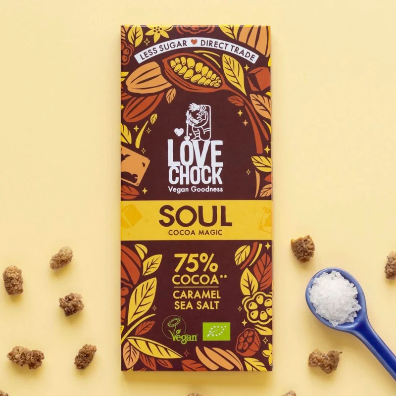 75% chocolade met karamel & zeezout – biologisch