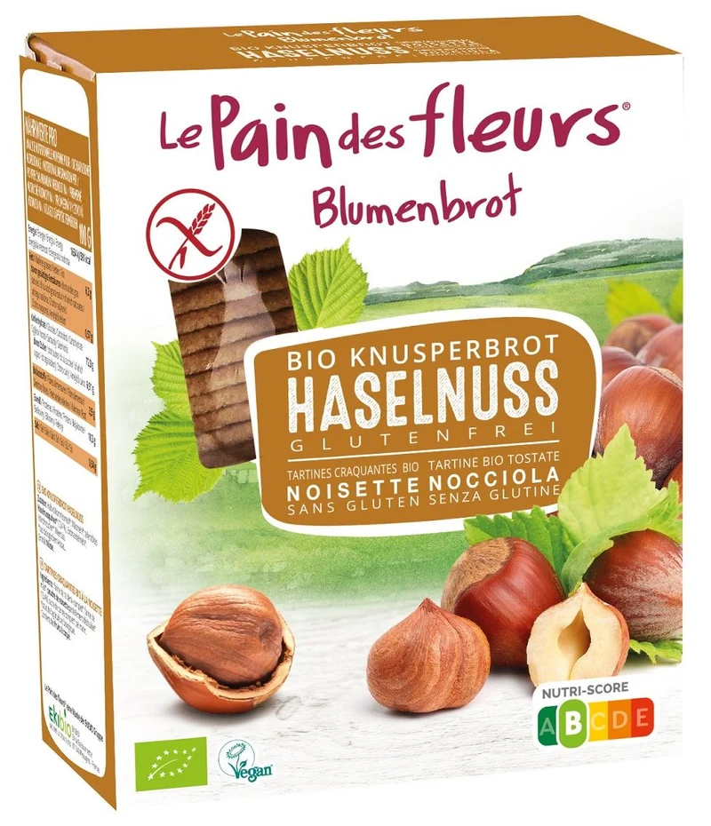 GLUTENFREIES BIO-NUSS-KNUSPERBROT 150 g – LE PAIN DES FLEURS MHD: 09-2026