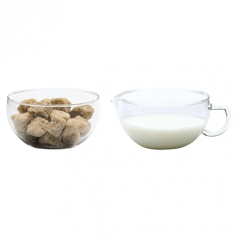 Glazen melk en suikerpotje Miko