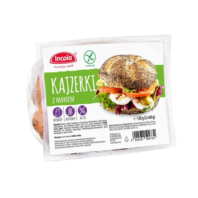 Kaiser roll aux graines de pavot sans gluten 2 x 60 g - INCOLA