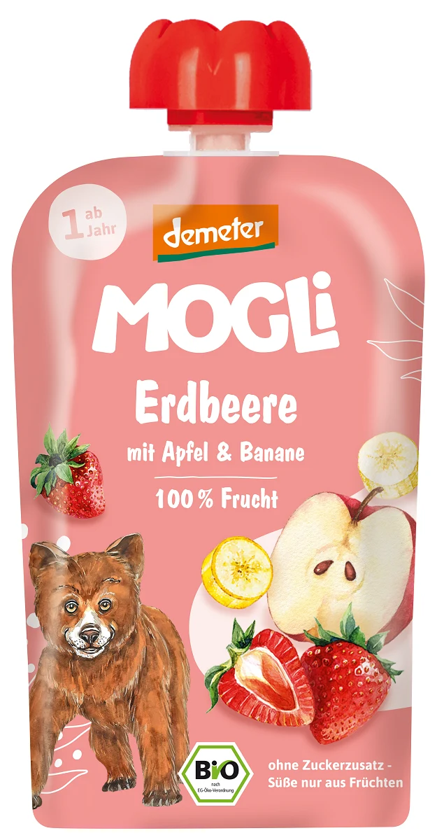 MUS JABŁKO - BANAN - TRUSKAWKA BEZ DODATKU CUKRÓW OD 1 ROKU DEMETER BIO 100 g - MOGLI DATA: 05.2026