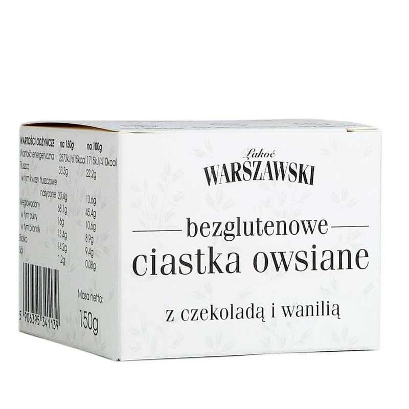 Biscuits à l'avoine sans gluten avec chocolat et vanille 150g - WARSAW BAR