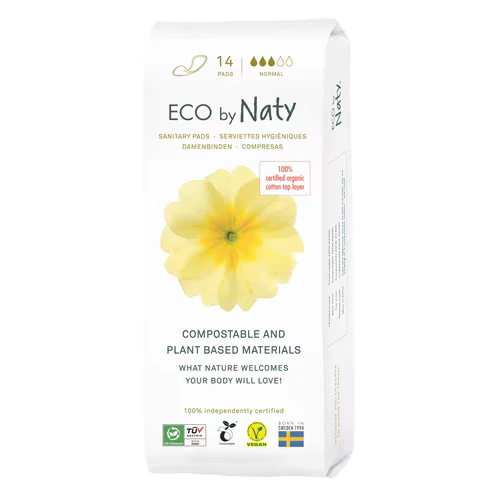 Ökologische Damenbinden, kompostierbar, Normal, 14 Stück ECO BY NATY