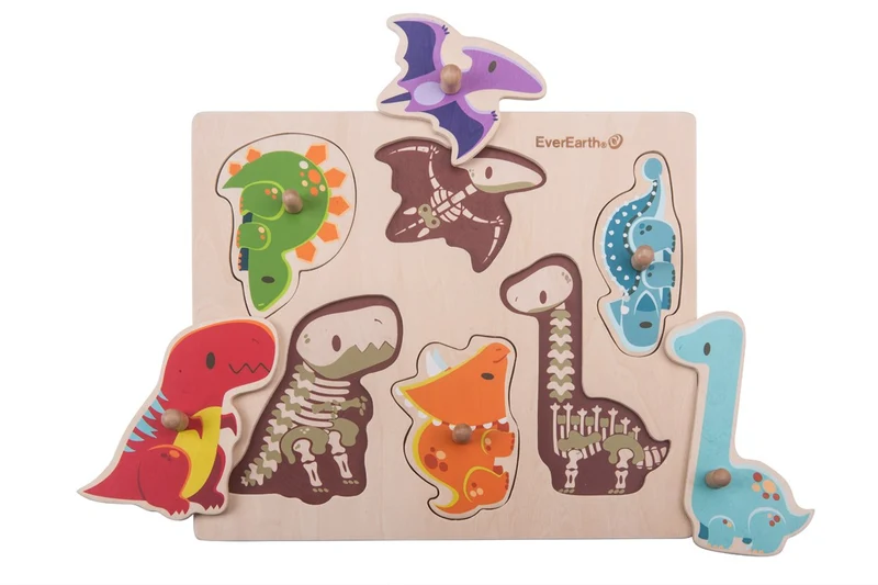 Holzpuzzle mit Griffen Dinosaurier ab 24 Monaten (29,5x25,5x1,8cm) fsc EVEREARTH
