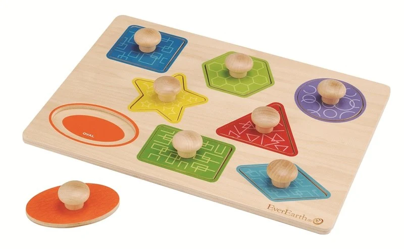 Holzpuzzle mit Griffen Formen ab 18 Monaten (30x22,5x1,5cm) fsc EVEREARTH