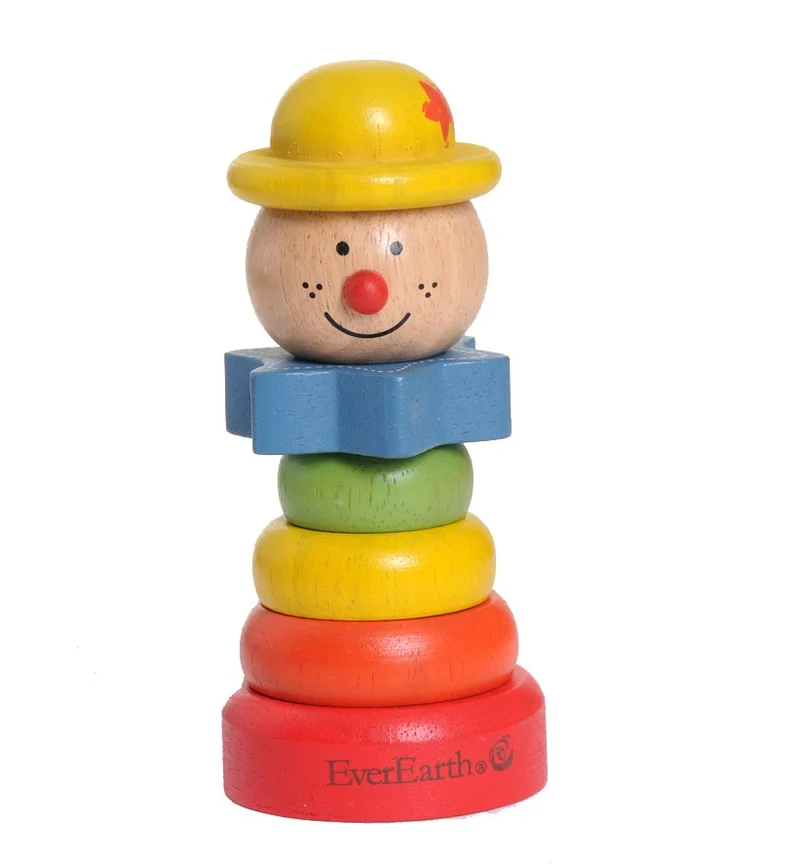 Faltbarer Clown aus Holz gelb ab 12 Monaten (6x6x11,5cm) fsc EVEREARTH