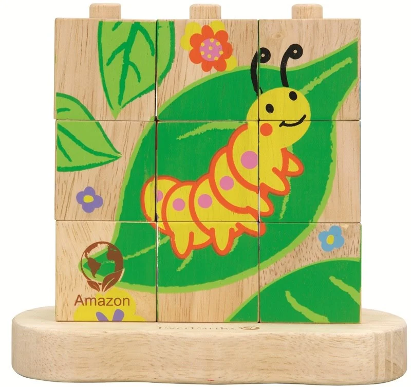 Holzpuzzle von der Raupe zum Schmetterling ab 24 Monaten (15,5x7,5x13,5cm) fsc EVEREARTH