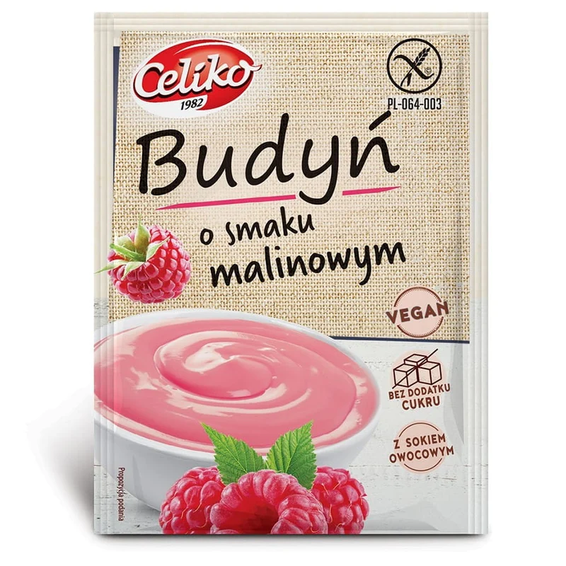 Celiko glutenfreier Pudding mit Himbeergeschmack, 40g DATE: 03.2026
