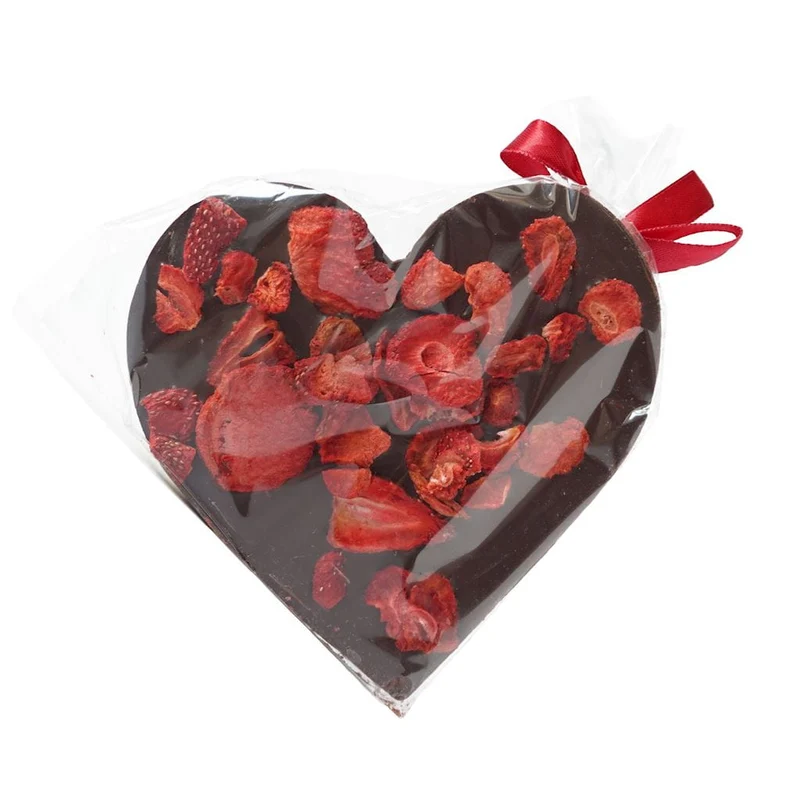Bitterschokolade mit Erdbeeren in Herzform ohne Zuckerzusatz glutenfrei 80 g - SANTINI DATE: 01.2026
