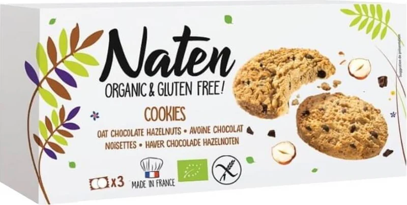 Haferflockenplätzchen mit Schokolade und Haselnüssen glutenfrei Bio 120 g - Naten DATE: 02.2026
