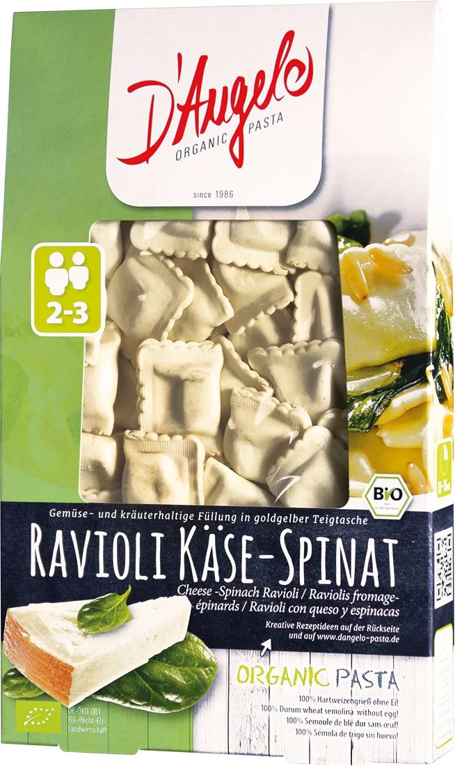 RAVIOLI MIT KÄSE UND SPRINAK BIO 250 g - D`ANGELO DATE: 01.2026