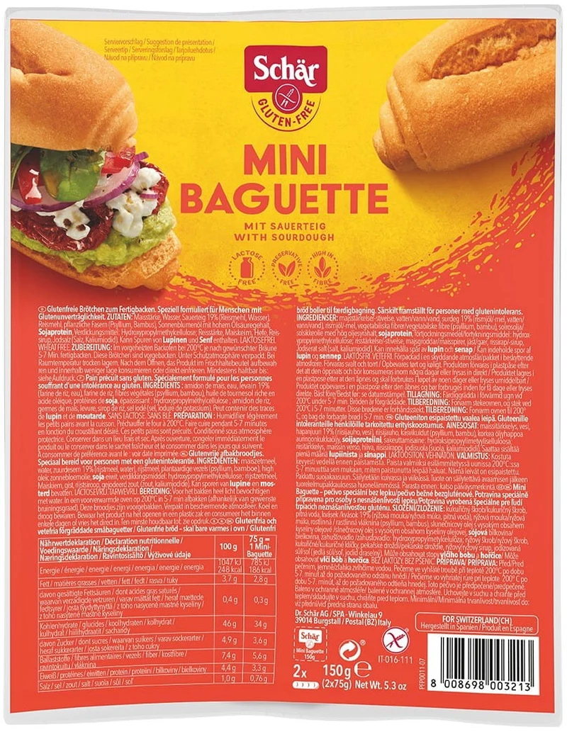 Mini-Baguette glutenfreie Auflauf-Baguettes 150 g Schar DATE: 02.2026