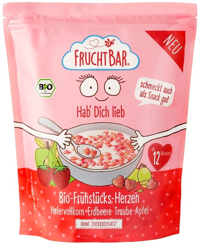Frühstücks-Vollkorn-Haferchips mit Erdbeeren, Weintrauben und Apfel ab 12 Monaten BIO 125 g FRUCHTBAR