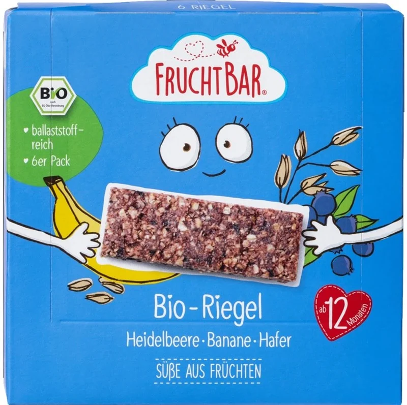 Müsliriegel Heidelbeere, Banane, Hafer ab 12 Monaten 6x BIO 23 g FRUCHTBAR