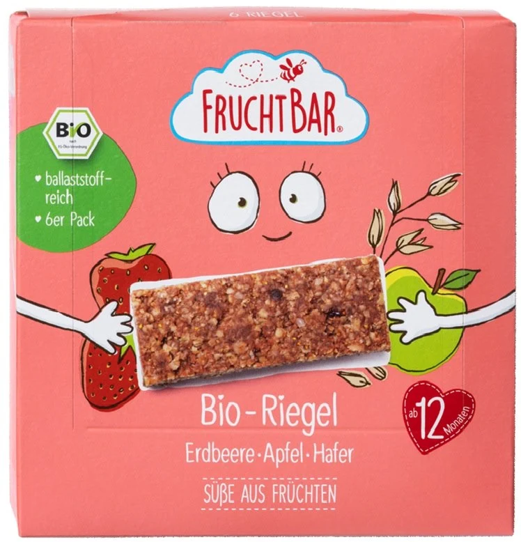Müsliriegel Erdbeere, Apfel, Hafer ab 12 Monaten 6x BIO 23 g FRUCHTBAR