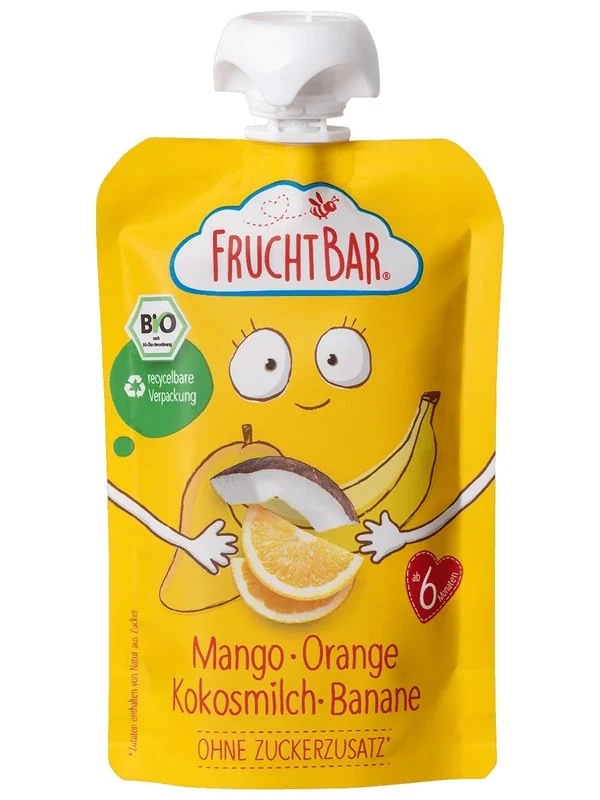 Mango-Mousse, Orange, Kokosnussmilch, Banane BIO 100 g FRUCHTBAR
