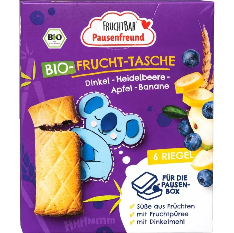 Dinkelkekse mit Fruchtfüllung Heidelbeere, Apfel, Banane 6x BIO 22 g FRUCHTBAR