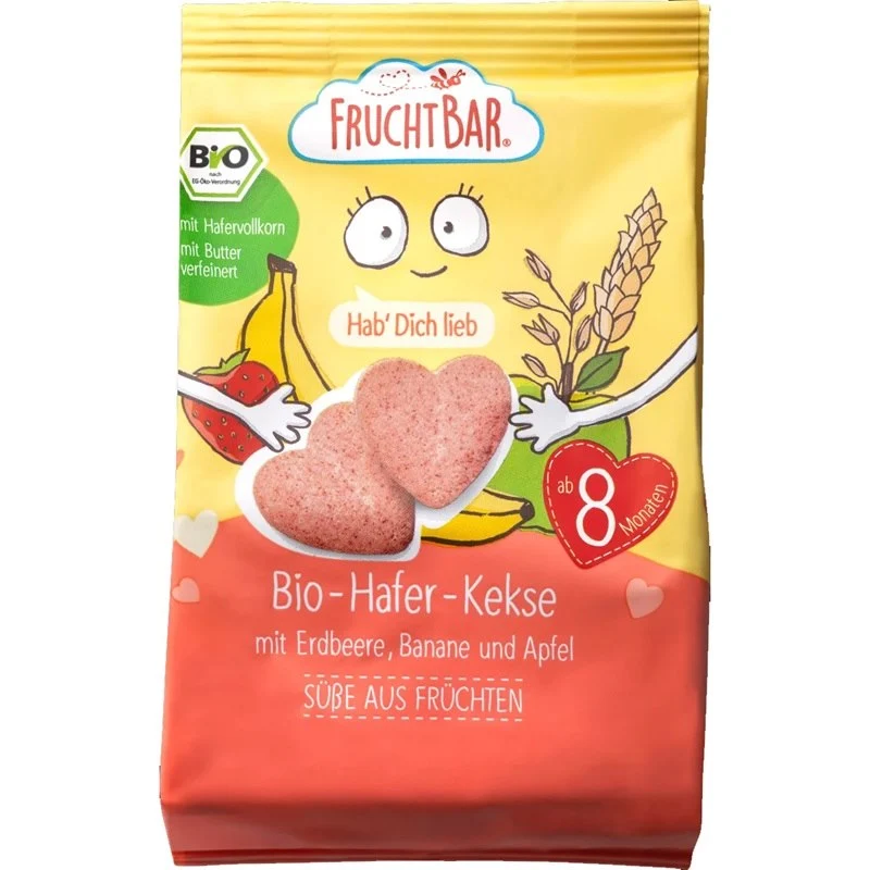Erdbeer-Banane-Apfel-Haferflockenkekse nach 8 Monaten BIO 100 g FRUCHTBAR