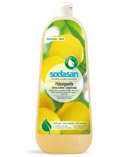 Flüssigseife Zitrusfrüchte und Oliven BIO 1000 ml SODASAN