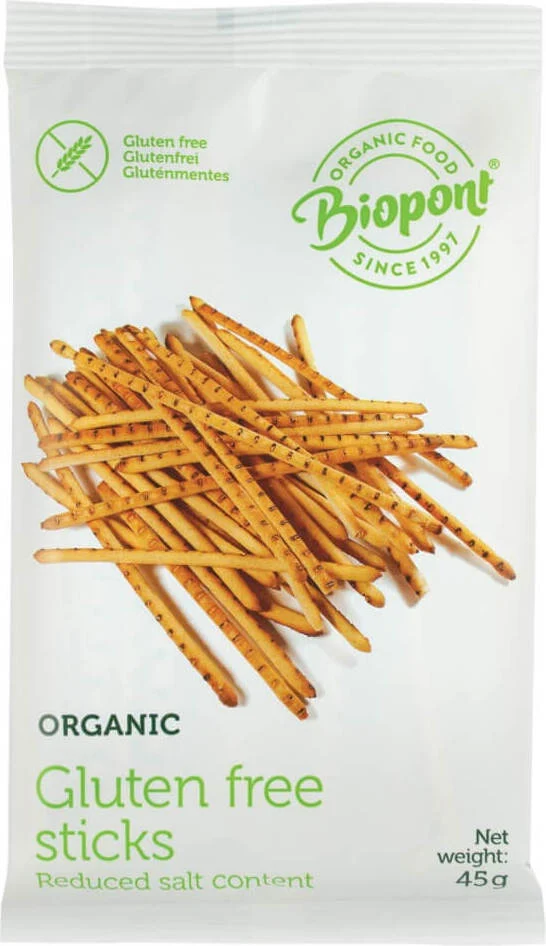 Glutenfreie Stäbchen BIO 45 g - BIOPONT DATE: 02.2026