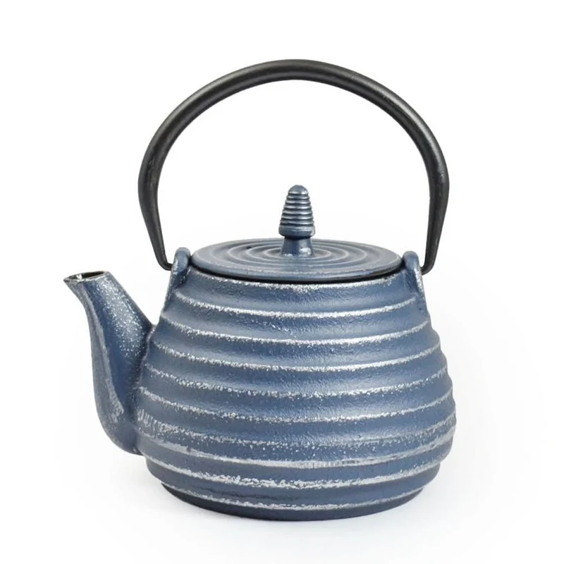 Klassieke gietijzeren theepot, 0,8l Blauw Zilver