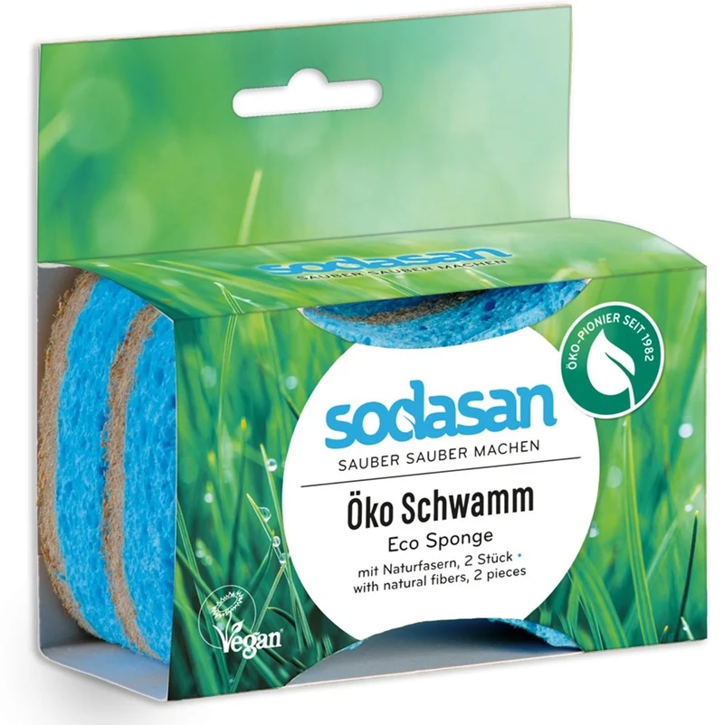 Biologisch abbaubare Schwammschrubber 2 Stück (108x70x25mm) SODASAN
