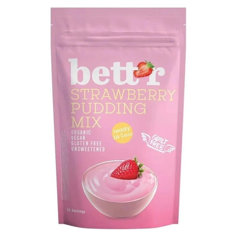 Glutenfreier ungesüßter veganer Erdbeerpudding BIO 150 g BETTR