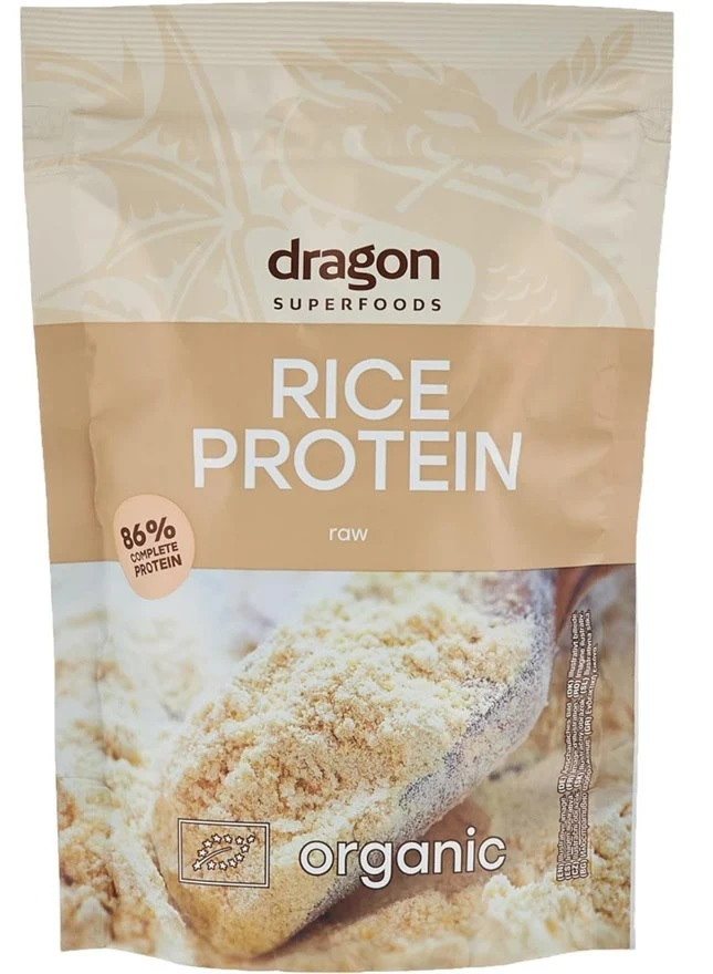 Reisprotein, 86% Eiweiß, ohne Zuckerzusatz, glutenfrei BIO 200 g DRAGON SUPERFOODS