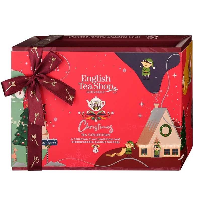 Weihnachtsset von 12 roten Wunderpyramiden BIO 24g BN ENGLISH TEA SHOP