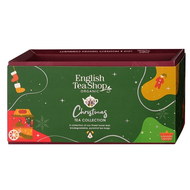 Weihnachtstee Grün Set mit 6 Pyramiden in 6 verschiedenen Geschmacksrichtungen BIO 12 g BN ENGLISH TEA SHOP