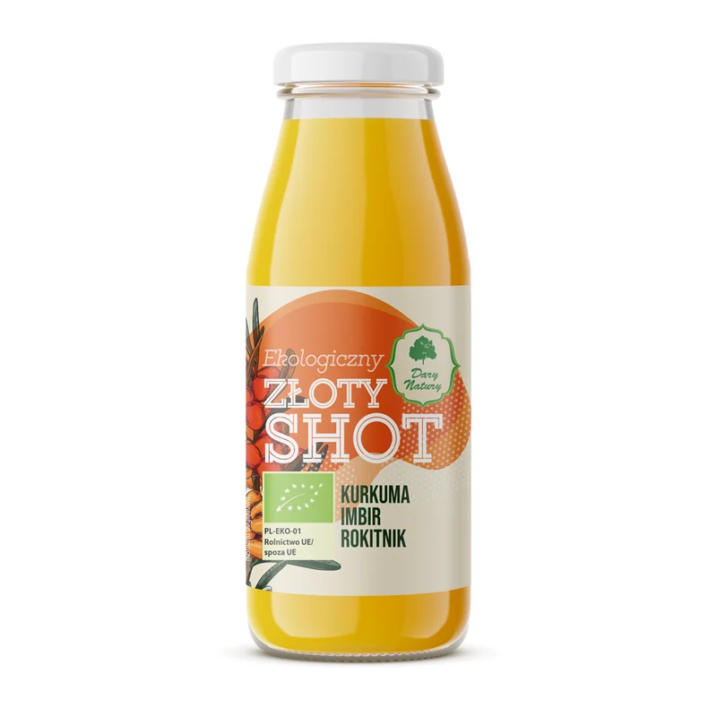 GOLDENER SHOT FÜR DAS IMMUNITÄTSSTÄRKEN KURKUMA - INGWER - BANKWEIZEN 250 ml - DARY NATURY